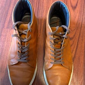 Allen Edmonds Brown Leather High-Top Sneakers
